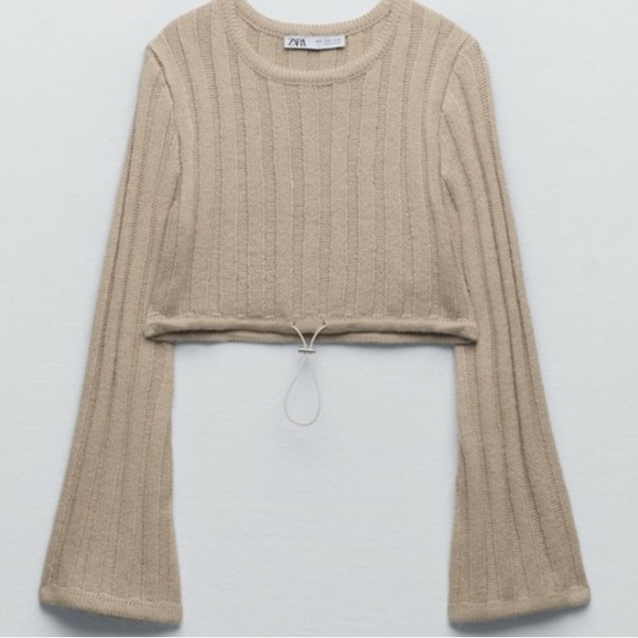 Zara Sweaters - NWT ZARA ribbed knit sweater with drawstring hem and bell sleeves